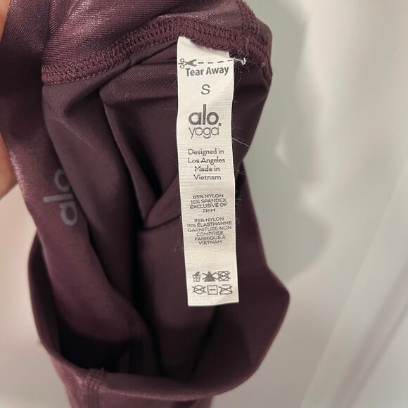Alo Yoga Women's 7/8 High Waist Shine Airbrush Legging Plum Burgundy Brown - Picture 7 of 9